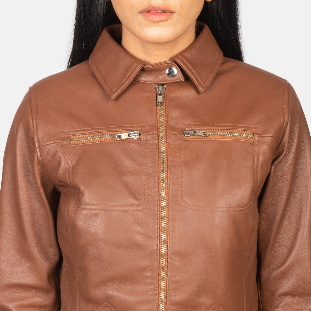 Tomachi Rojo Chaqueta de Cuero para Mujer – Vista alternativa del producto 6