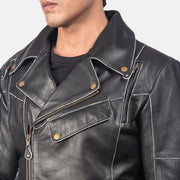 
Vista de detalle of Notch & Zipper Hardware on Vincent Black Leather Biker Jacket