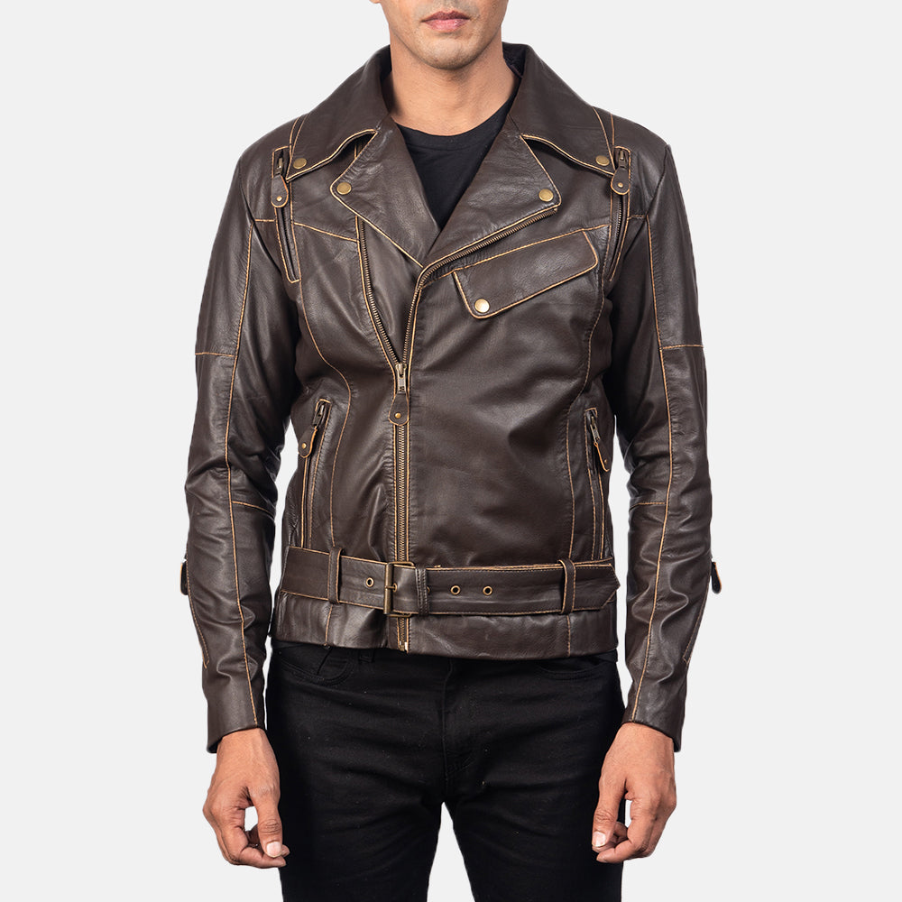 
Vincent Negro Chaqueta Biker de Cuero para Hombre – alternate product view 3