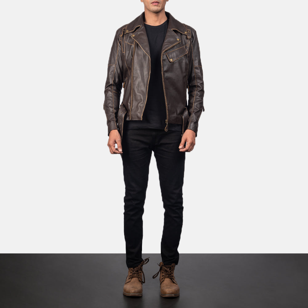 
Vincent Negro Chaqueta Biker de Cuero para Hombre – alternate product view 4