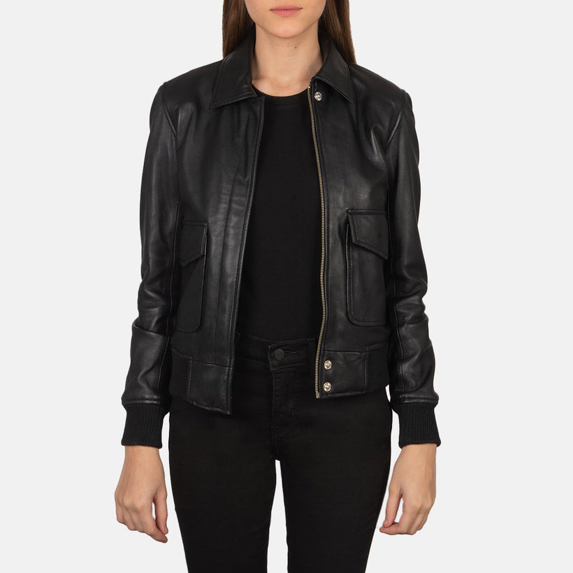 Westa A-2 Cazadora Bomber de Cuero para Mujer