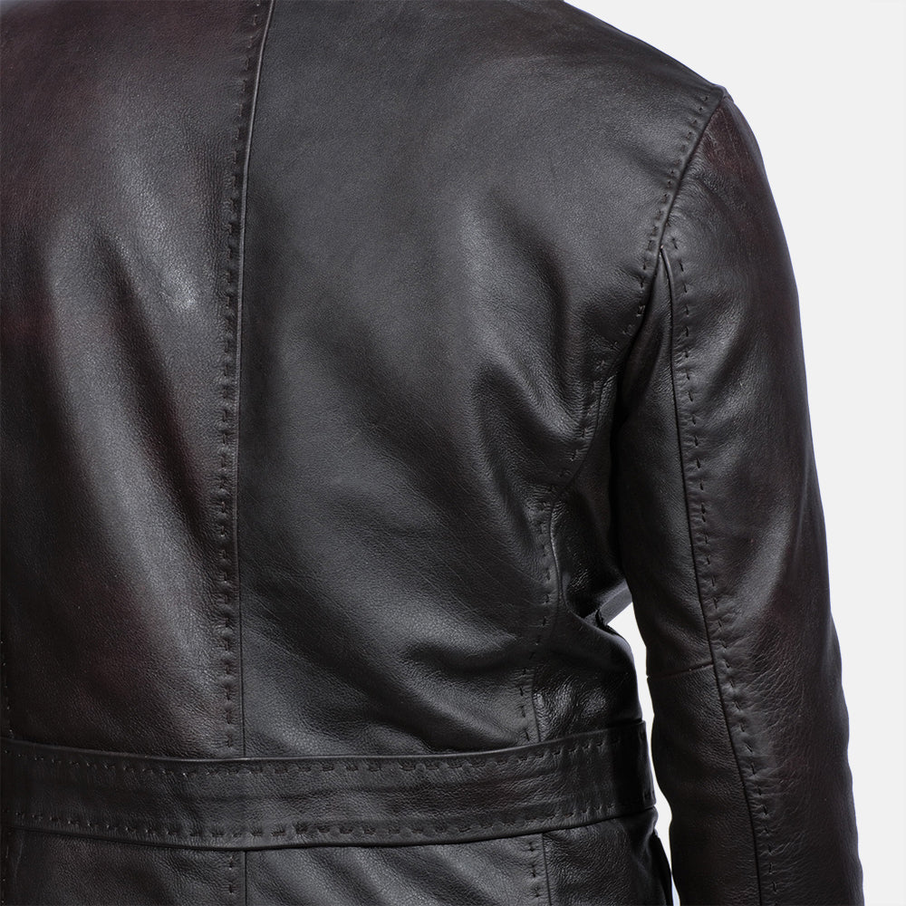 Auténtico cuero vacuno with Pull-up Finish Grain Texture &amp; Heavy-Duty Seam Stitching Detail