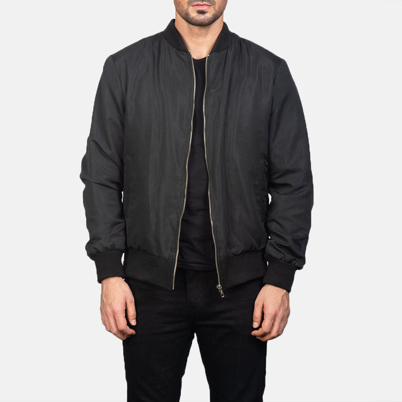 Zack Negro Chaqueta Bomber de Cuero para Hombre