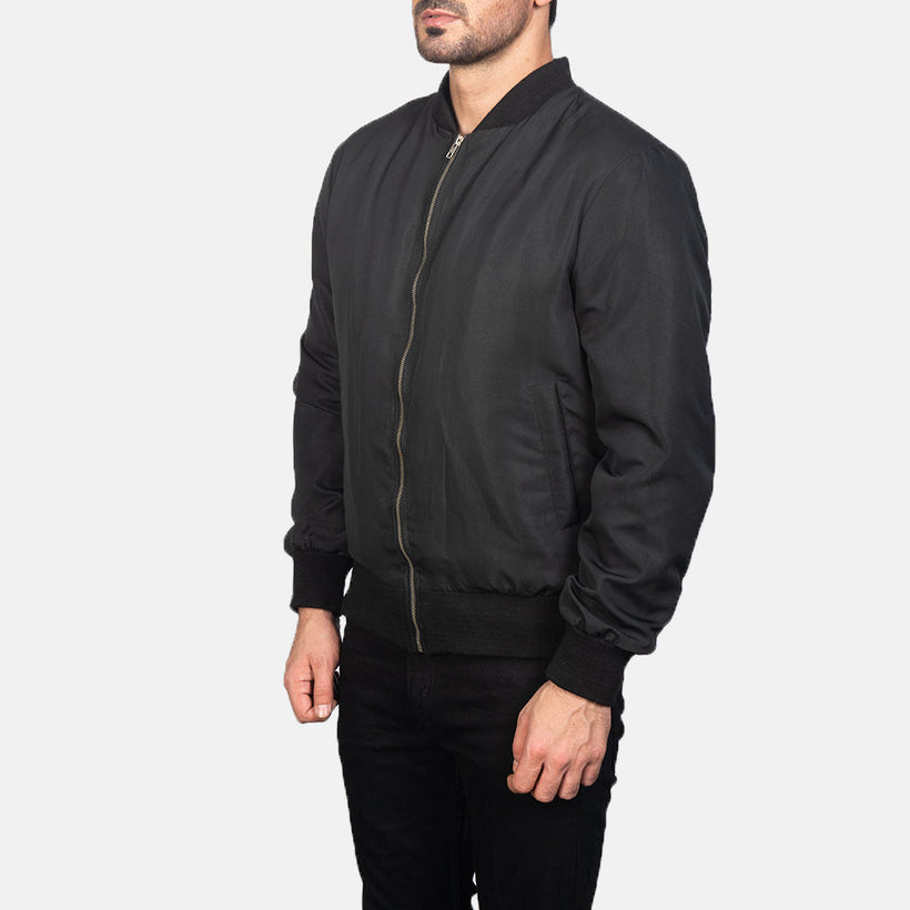 Zack Negro Chaqueta Bomber de Cuero para Hombre