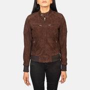 
Vista de detalle of Band with Snap Button & Zipper Hardware on Zenna Mocha Suede Bomber Jacket
